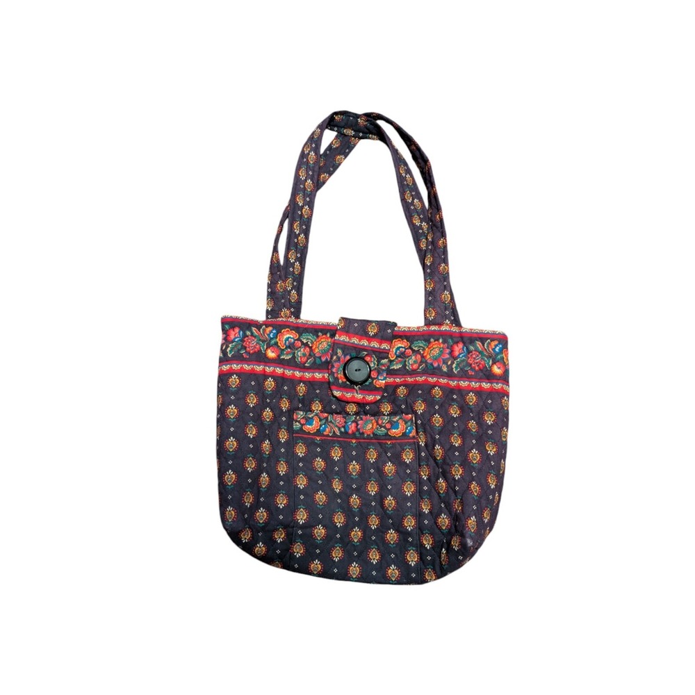 Floral Tote Bag Purse Shoulderbag Red Blue Pockets